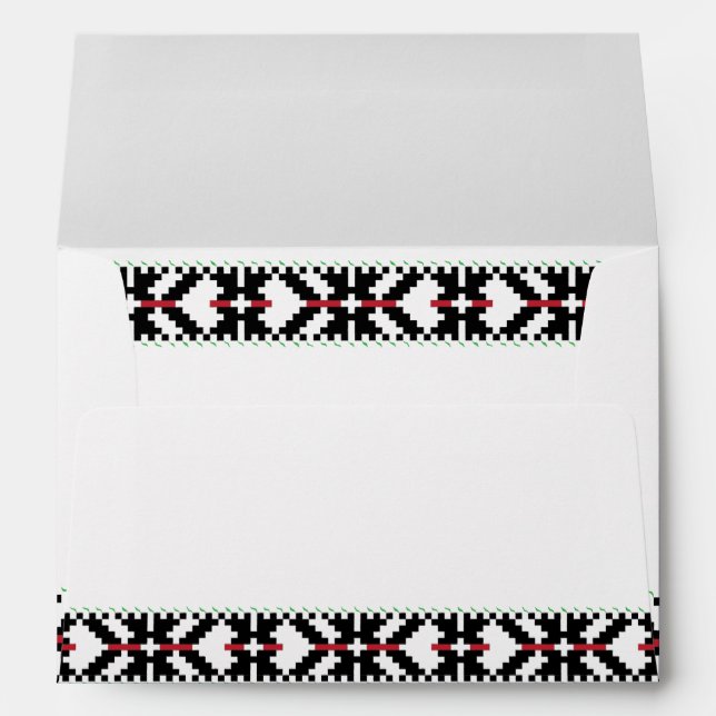 Masculine Black and white Latvian tribal folk art Envelope (Back (Bottom))