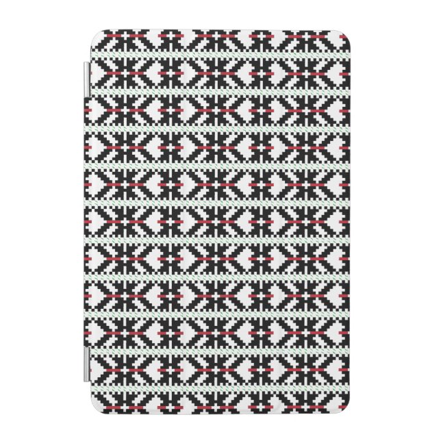 Masculine Black and white Latvian tribal folk art iPad Mini Cover (Front)
