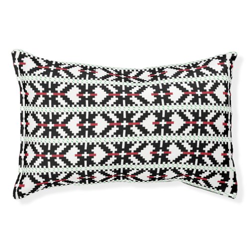 Masculine Black and white Latvian tribal folk art Pet Bed