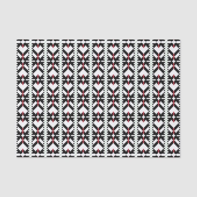 Masculine Black and white Latvian tribal folk art Tissue Paper (Front)