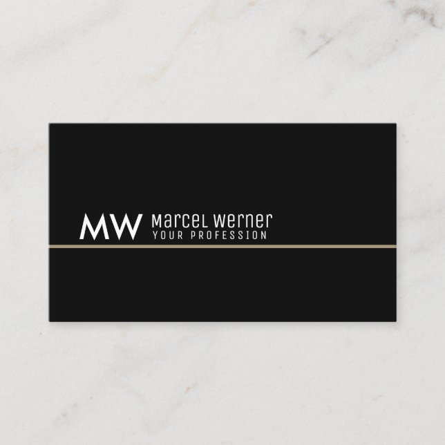 masculine black business card with thin line (Front)