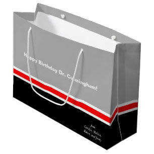 Masculine Black Gray and Red Large Gift Bag