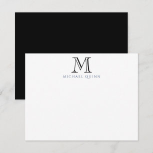 Masculine Black Initials Name Monogram Note Card