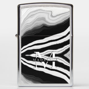 Masculine Black Marble Monogrammed Zippo Lighter