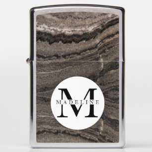 Masculine Black Marble Monogrammed Zippo Lighter