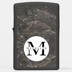 Masculine Black Marble Monogrammed Zippo Lighter