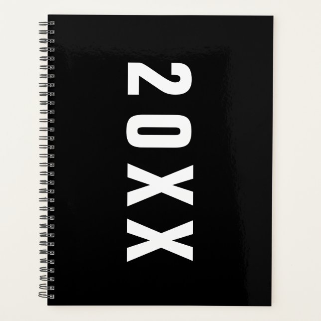 Masculine Black Monochrome Minimalist  Planner (Front)