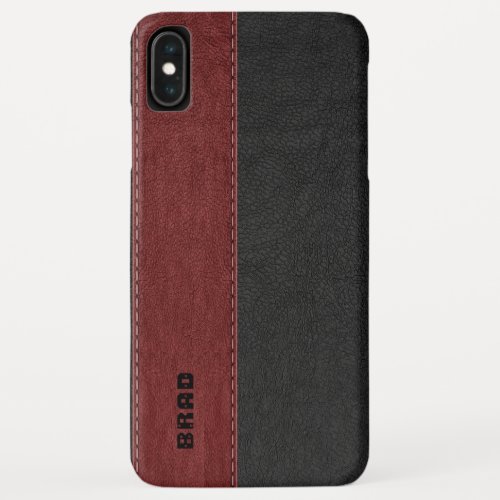 Masculine Black  Red Faux Leather iPhone XS Max Case