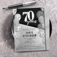 Masculine Black Silver Balloons 70th Birthday