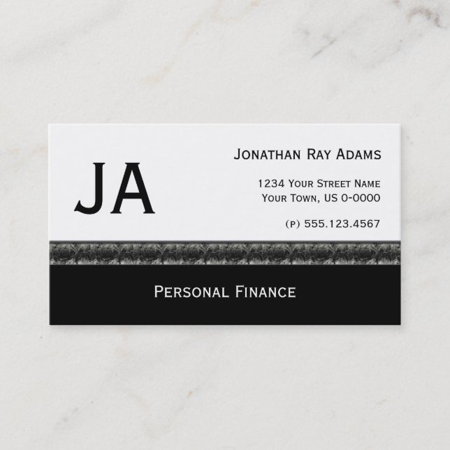 Masculine Black With Black Gray Granite Business Card (Front)