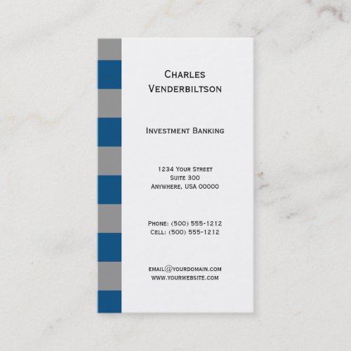 Masculine Blue and Gray Squares Business Card