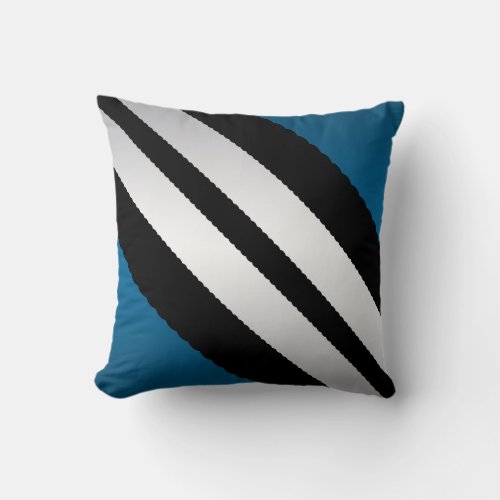 Masculine  Blue Black Gray Stripes Design Throw Pillow