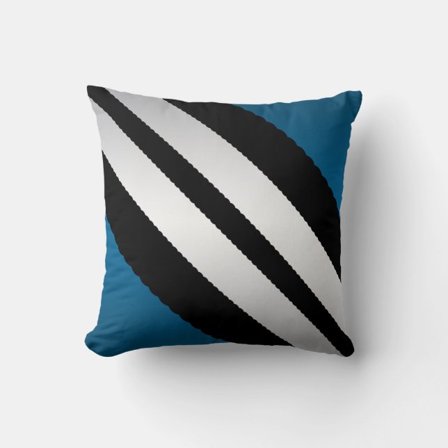 Masculine  Blue Black Gray Stripes Design Throw Pillow (Front)