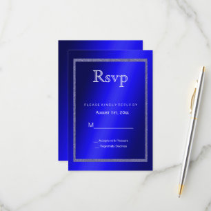 Masculine Blue & Glitter Frame 50th Birthday RSVP Card