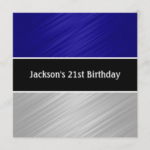 Masculine Blue Silver Stripes Party Invitation