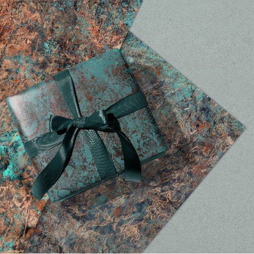 Masculine Boho Turquoise Patina Wrapping Paper She