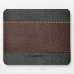 Masculine Brown And Black Leather Mouse Pad