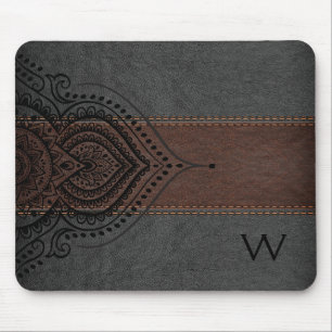 Masculine Brown & Black Leather Black Girly Lace Mouse Pad