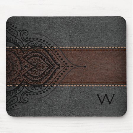 Masculine Brown & Black Leather Black Girly Lace Mouse Pad