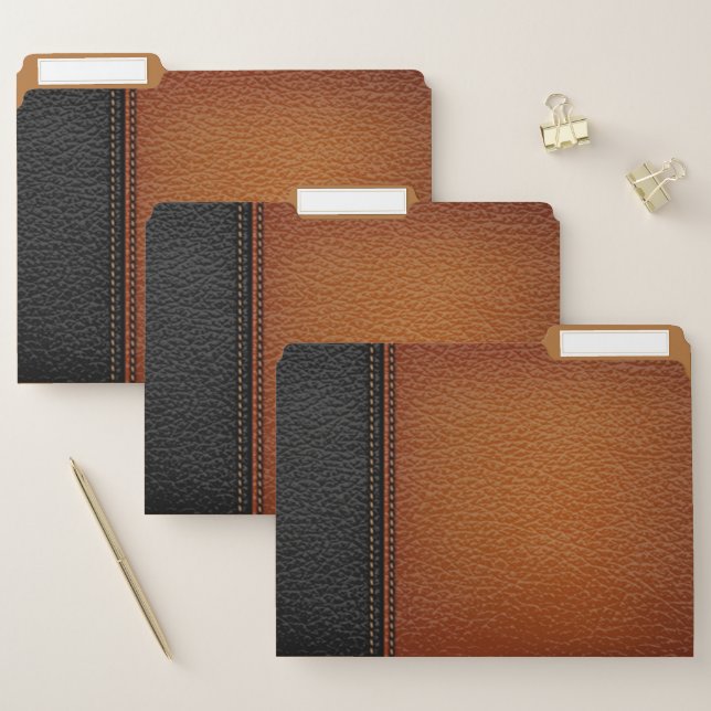Masculine Brown Leather Look File Folder (Set)