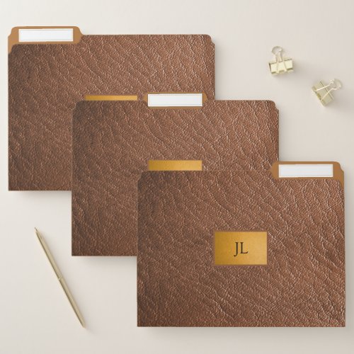 Masculine Brown Leather Look  File Folder