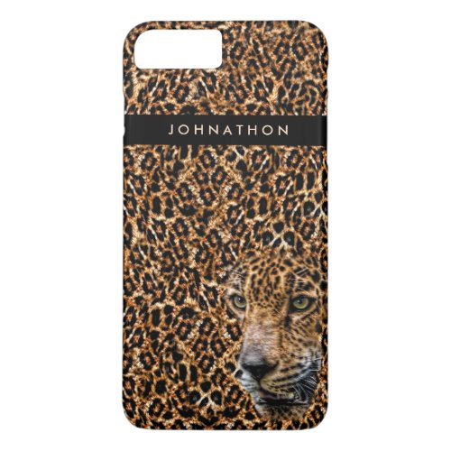 Masculine Brown Leopard Fur With Name and Wild Cat iPhone 8 Plus7 Plus Case