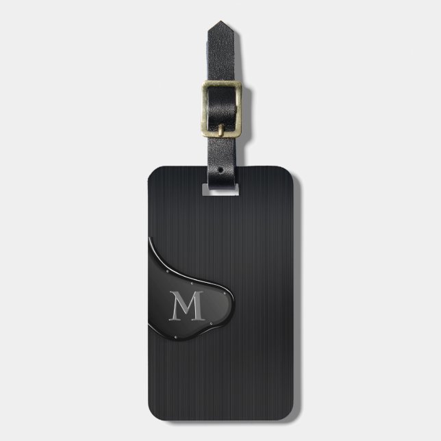 Masculine Brushed Metal Luggage Tag (Front Vertical)