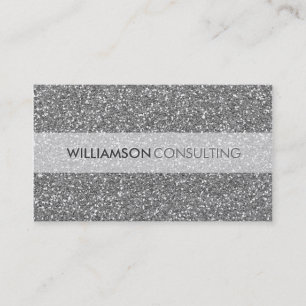 MASCULINE BUSINESS CARD bold simple silver glitter
