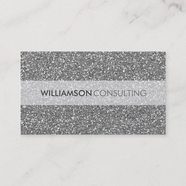 MASCULINE BUSINESS CARD bold simple silver glitter (Front)