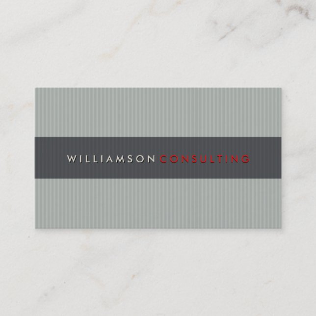 MASCULINE BUSINESS CARD :: simple pinstripe grey (Front)