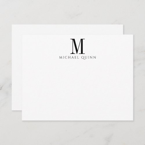 Masculine Business ProfessionaI Monogram White Note Card