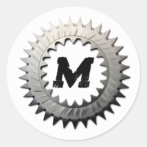 Masculine Buzzsaw Wreath With Your Monogram Classic Round Sticker