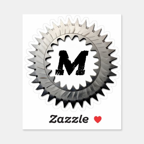 Masculine Buzzsaw Wreath With Your Monogram Sticker