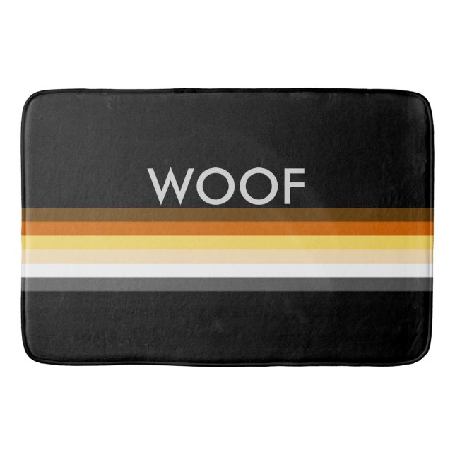 Masculine Cool Gay Bears Pride Flag WOOF Bathroom Mat (Front)