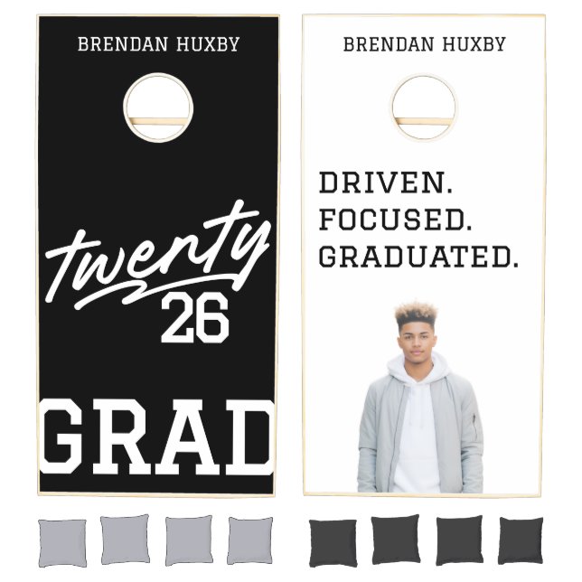 Masculine Custom Graduation Photo Cornhole Set (Set)
