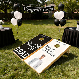 Masculine Custom Graduation Photo Cornhole Set