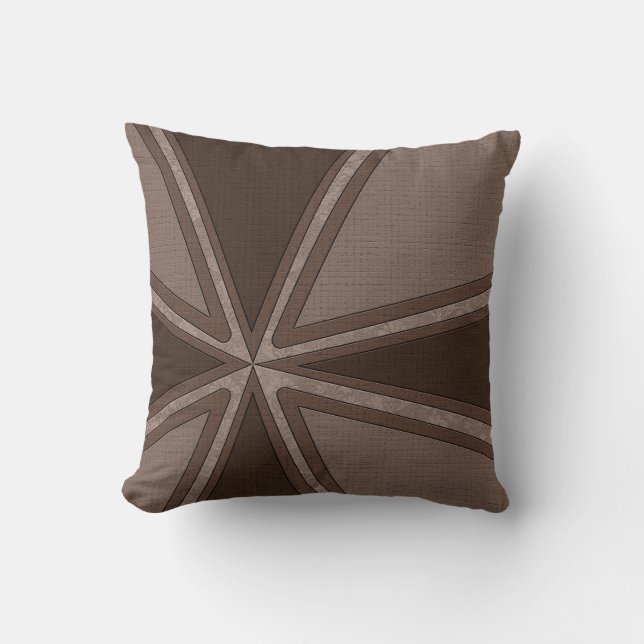 Masculine Dark Brown Contemporary Pattern Throw Pillow (Front)