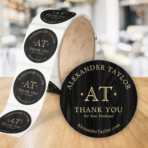 Masculine Dark Wood Business Company Thank You Classic Round Sticker