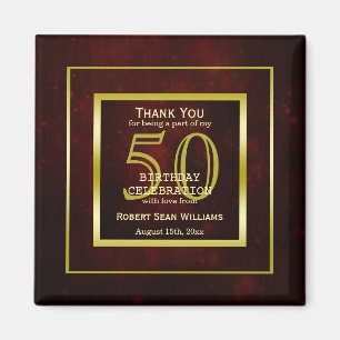Masculine Double Gold Frame 50th Birthday Magnet