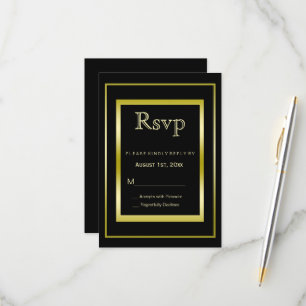Masculine Double Gold Frame 50th Birthday RSVP Card