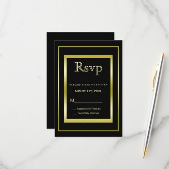 Masculine Double Gold Frame 50th Birthday  Rsvp Card by shm_graphics at Zazzle
