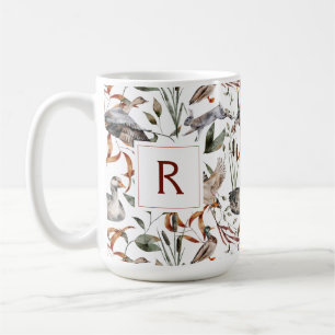 Masculine Duck Hunter Fall Foliage Monogram Coffee Mug