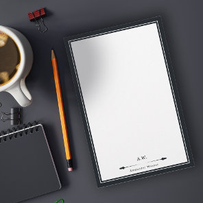 Masculine Elegant Black Monogrammed Stationery