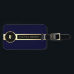 Masculine Executive Blue & Gold Metal monogram Luggage Tag<br><div class="desc">Masculine Executive Blue & Gold Metal monogram</div>