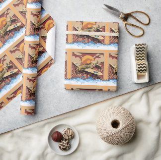 Masculine Fighter Plane Wrapping Paper