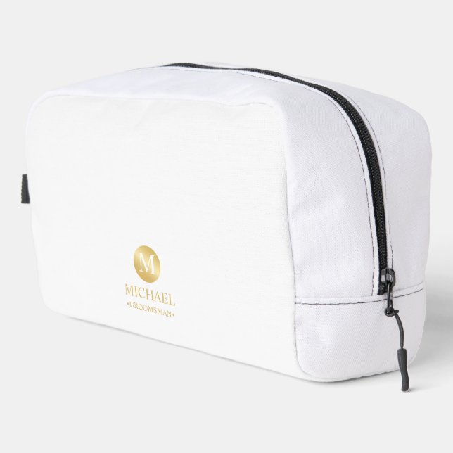 Masculine Gold Personalized Groomsmen Dopp Kit (Right Corner)