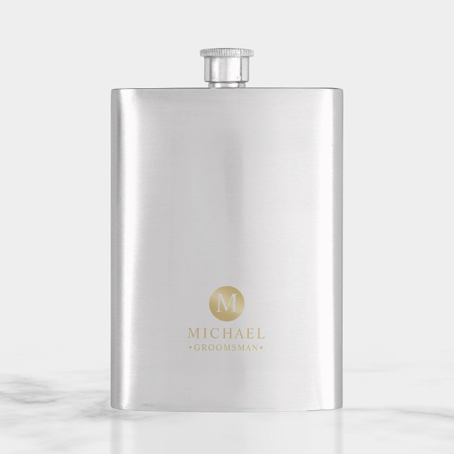 Masculine Gold Personalized Groomsmen Flask (Creator Uploaded)