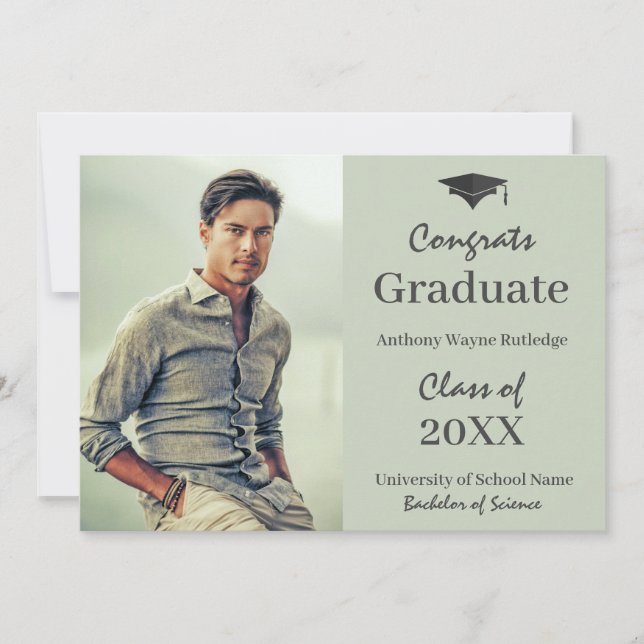 Masculine Graduate Photo Announcement and Party (Front)