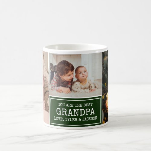 Masculine Grandpa Green 3 Photo Collage Coffee Mug