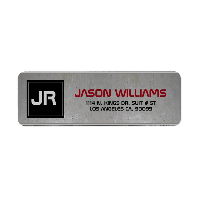 Masculine Gray Metallic Texture Black Accent Label (Front)